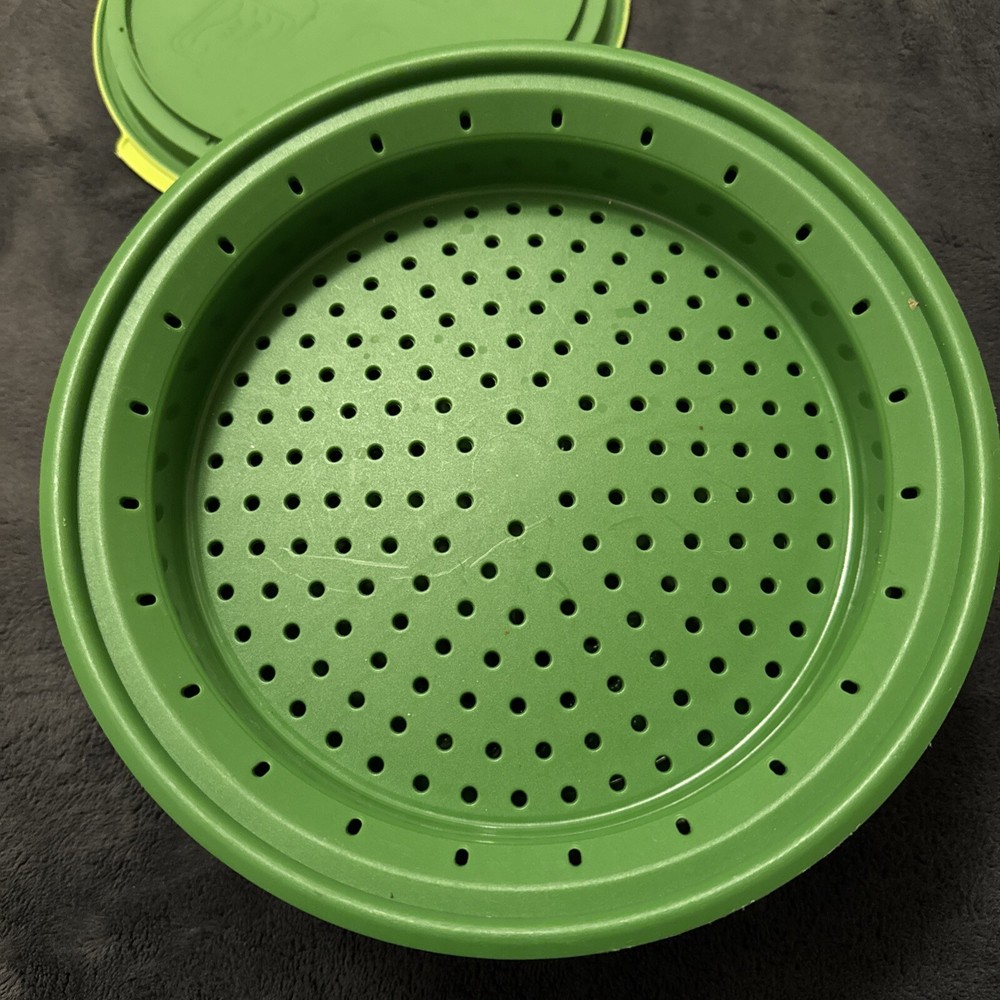 Tupperware Microwave Smart Stack Steamer 4 Piece Set Green Stack Cooker NICE