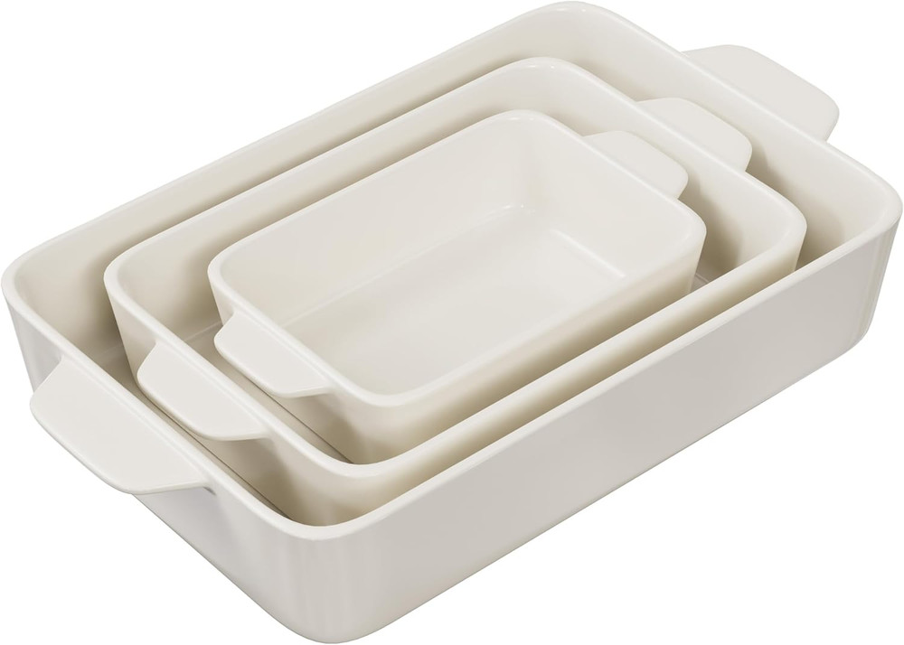 Ceramic Bakeware Set, Rectangular Baking Dishes, for Casseroles, Lasagna, Cake,