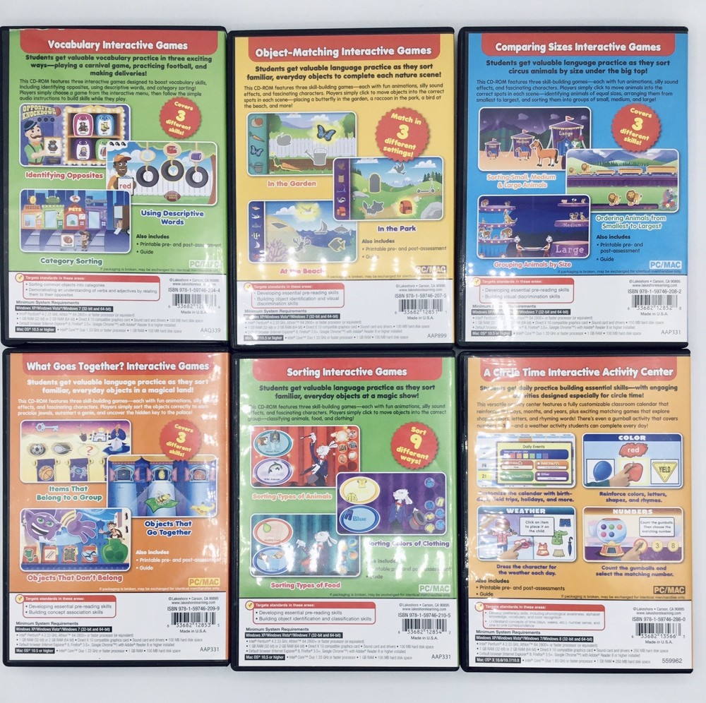 LN✴️19-Lakeshore Educational Interactive Learning PreK-K 1 Language PC/MAC Games