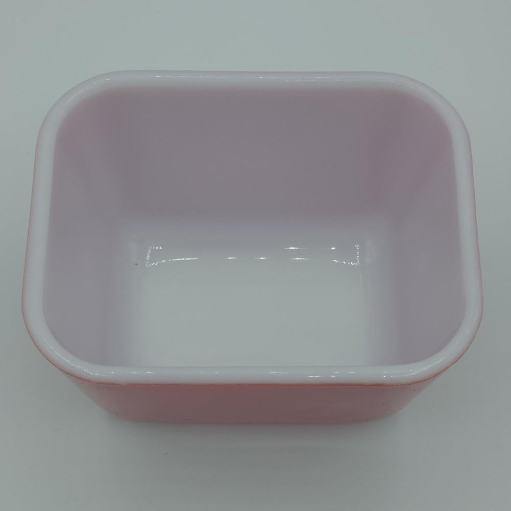 Vintage PYREX Refrigerator Dish Red Rectangular Glass USA VTG Kitchen 4"