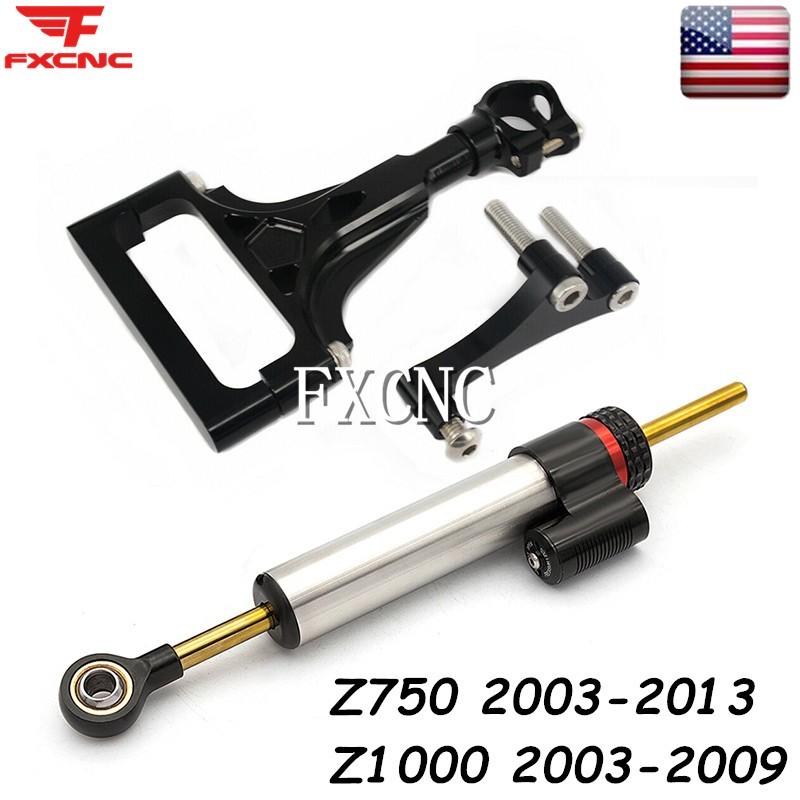 Steering Damper Stabilizer & Mount Bracket Kit Set For Kawasaki Z750 2003-2013