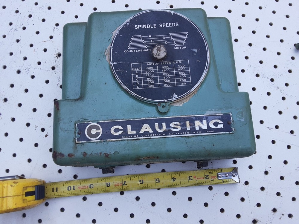 20" Clausing drill press front cast iron cover data plate