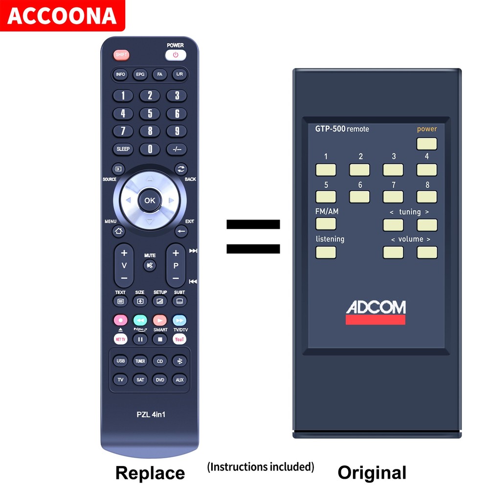 Replacement Remote Control For Adcom GTP-500 Pre-Amplifier