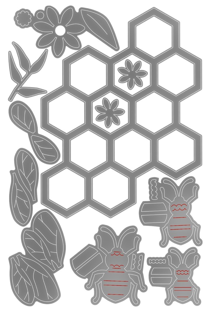 Sizzix Thinlits 11pc set - Bee Hive #665880 Retail $20.99 by Olivia Rose