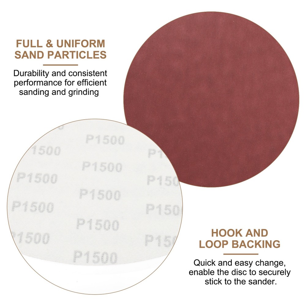 2pcs 10" Hook and Loop Sanding Discs 1500 Grits Aluminum Oxide Sandpapers