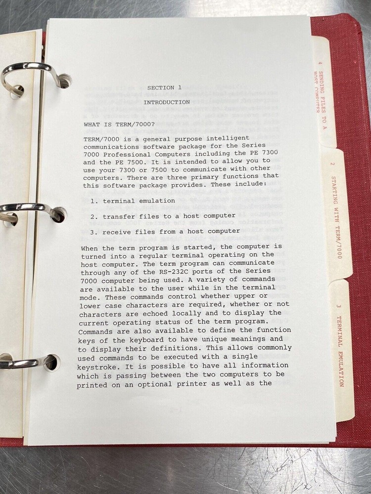 Perkin Elmer PE Term Series 7000 Professional Computer - Manual / Users Guide