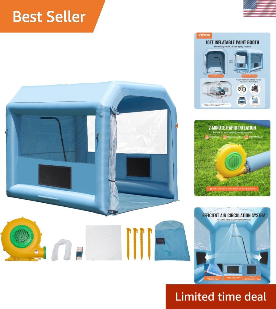 Versatile Inflatable Spray Booth 10ft - Durable & Water-Resistant with Blower