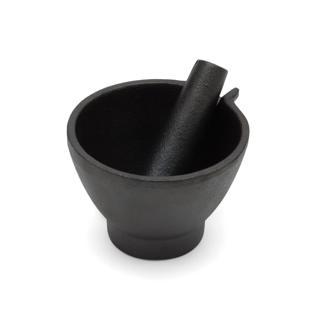 Mortar and Pestle, Cast Iron, Black