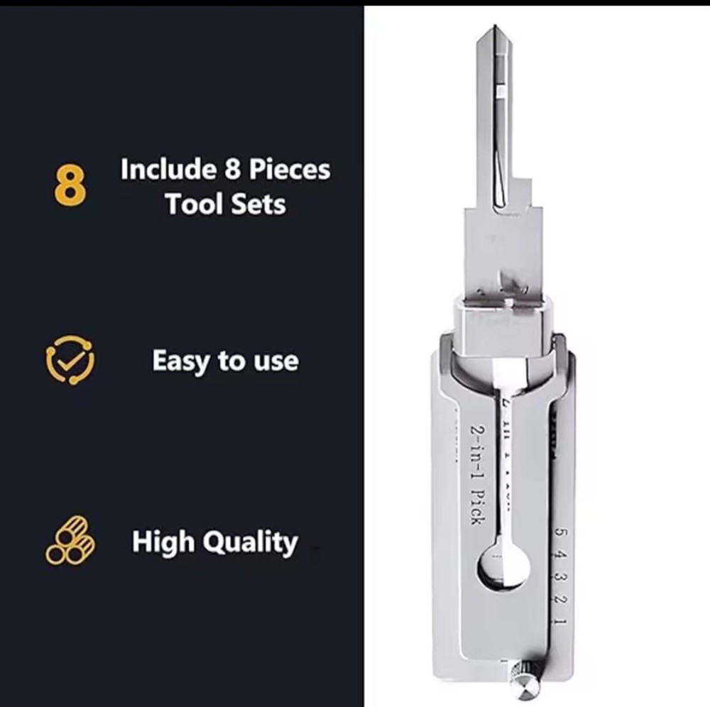 Stainless Steel Key Decoder 2 In 1 Precision Hook & Pick Set Lock Decoder SS001