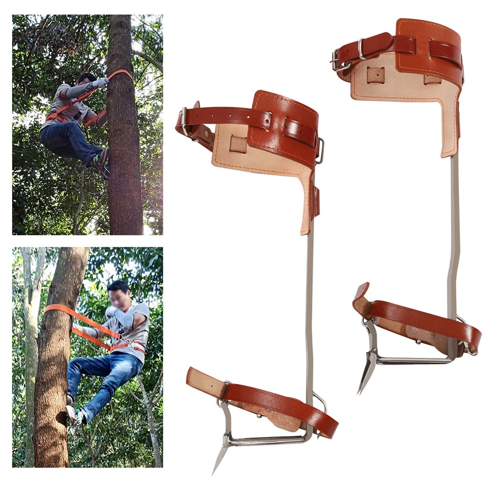 Adjustable Tree Climbing Spike Set Pole Climbing Spurs Tool Climber Strap Gaffs