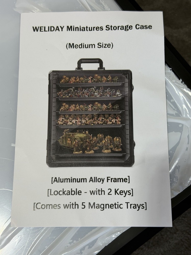 WELIDAY Miniatures Storage Case Aluminum Frame 5 Tray Medium