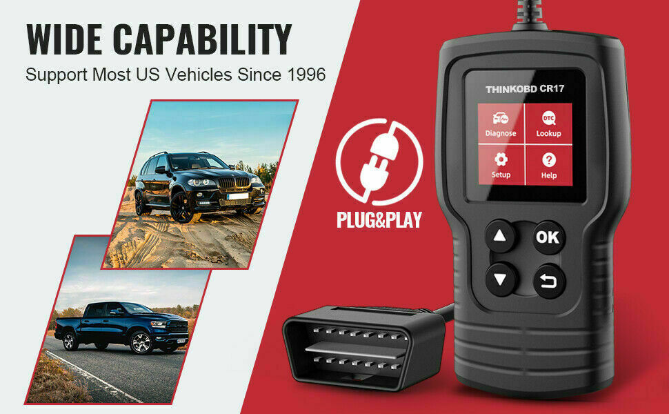 CR17 Code Reader Automotive OBD2 Scanner Car Check Engine Fault Diagnostic Tool
