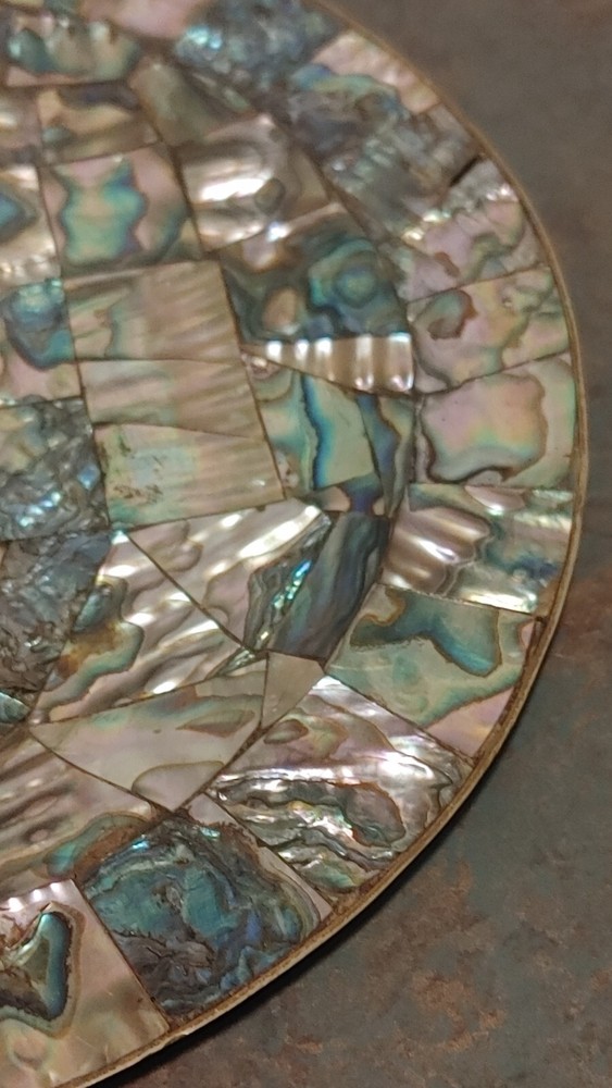 Custom Abalone Inlaid Solid Sterling Silver Dish 6 1/4 Inches