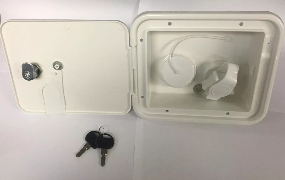 Valterra White Gravity City Water Inlet Fill Dish Hatch Lock RV Trailer