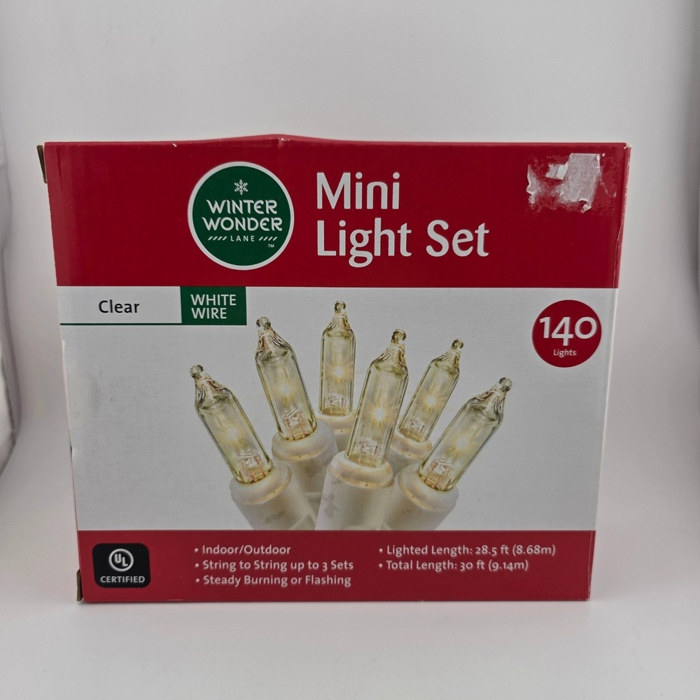 Christmas Lights Assorted Bundle Clear White Wire 280 Lights 75 Clips