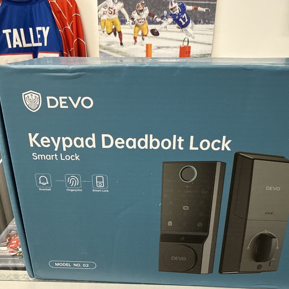 DEVO G2 Keypad Deadbolt Smart Lock Black Fingerprint Modern