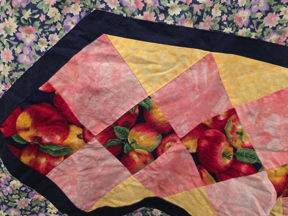 Handmade patchwork quilted table Covering colorful floral and fruit pattern