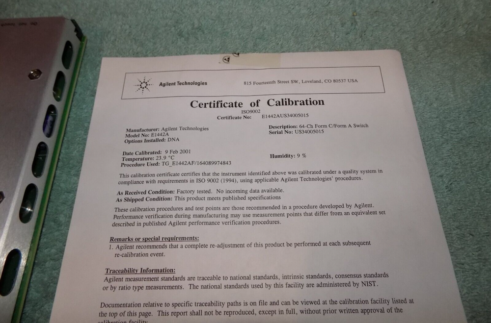 New Agilent E1442A 64-Channel Form C Switch VXI Module with Calibration