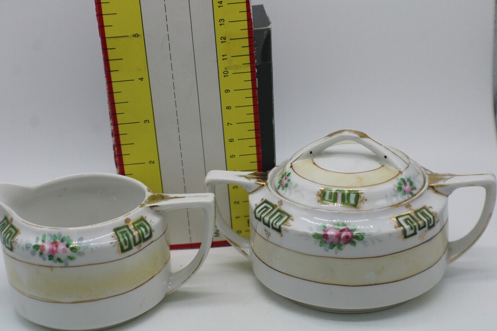 Nippon Hand painted Creamer and Sugar Bowl