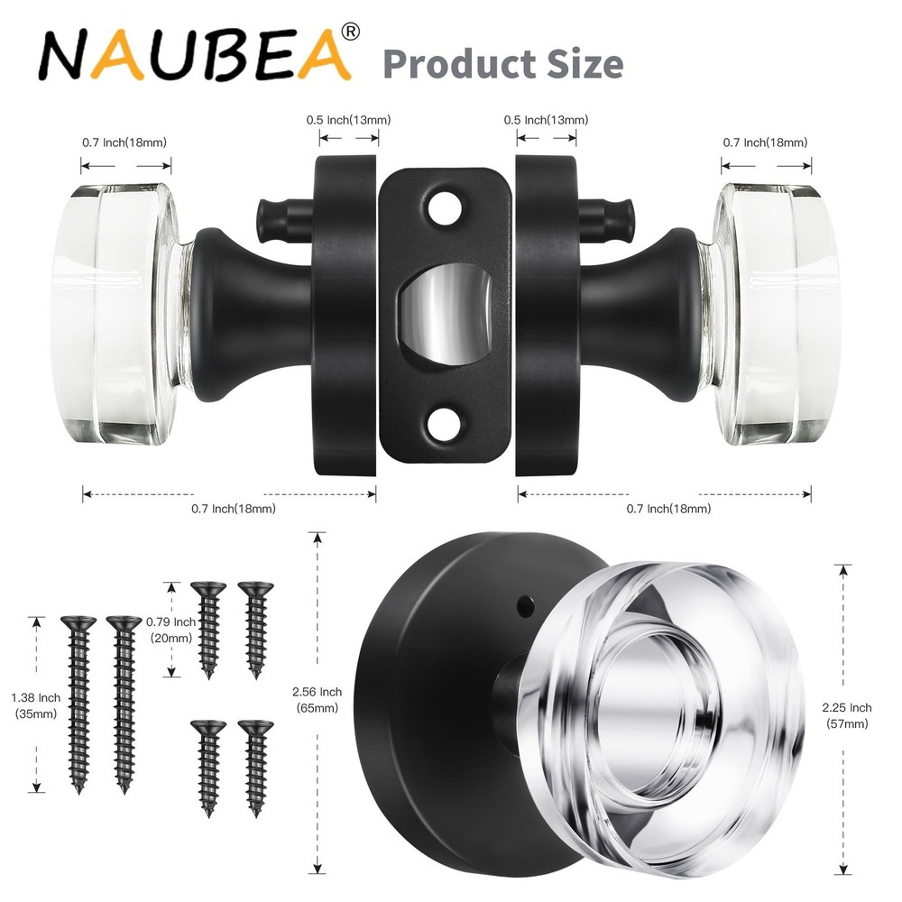 Matte Black Door Knob Privacy Door Knobs Glass Door Knobs Interior, Vintage R...
