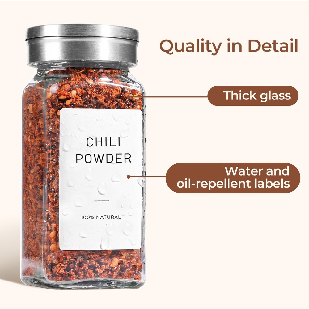 Spice Jars with Shaker lids Adjustable, 4oz 6PCS, 9 DIY Labels, Spice Jars Tr...
