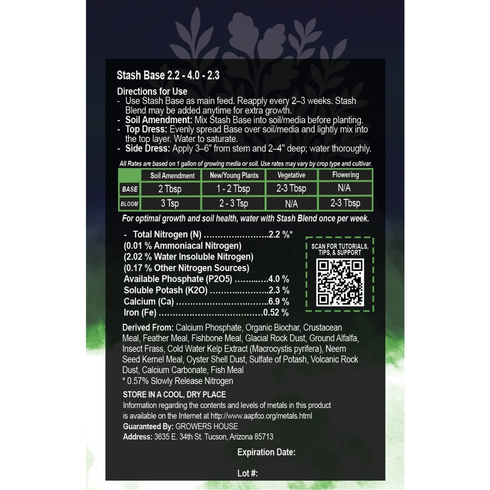 Stash Base Premium All Natural Nutrient - 4 lb Hydroponic Plant Nutrient