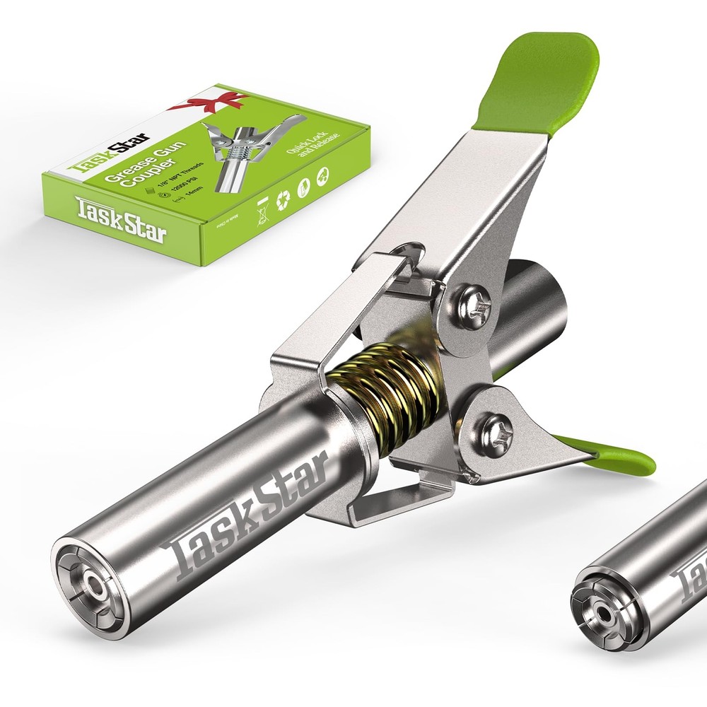 TaskStar 12000 PSI Grease Gun Quick Release Coupler Pro, Green