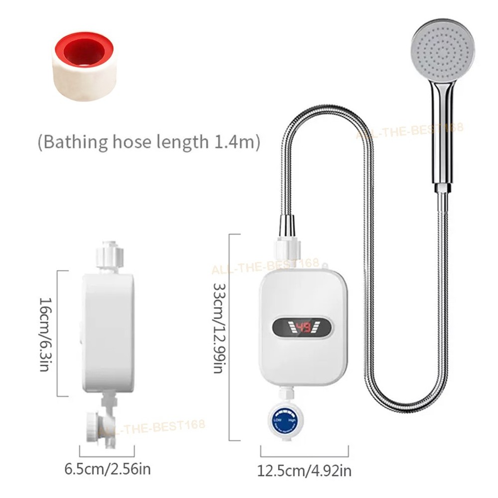 3500W Electric Hot Tankless Water Heater Shower Instant Boiler Kitchen Bathroom