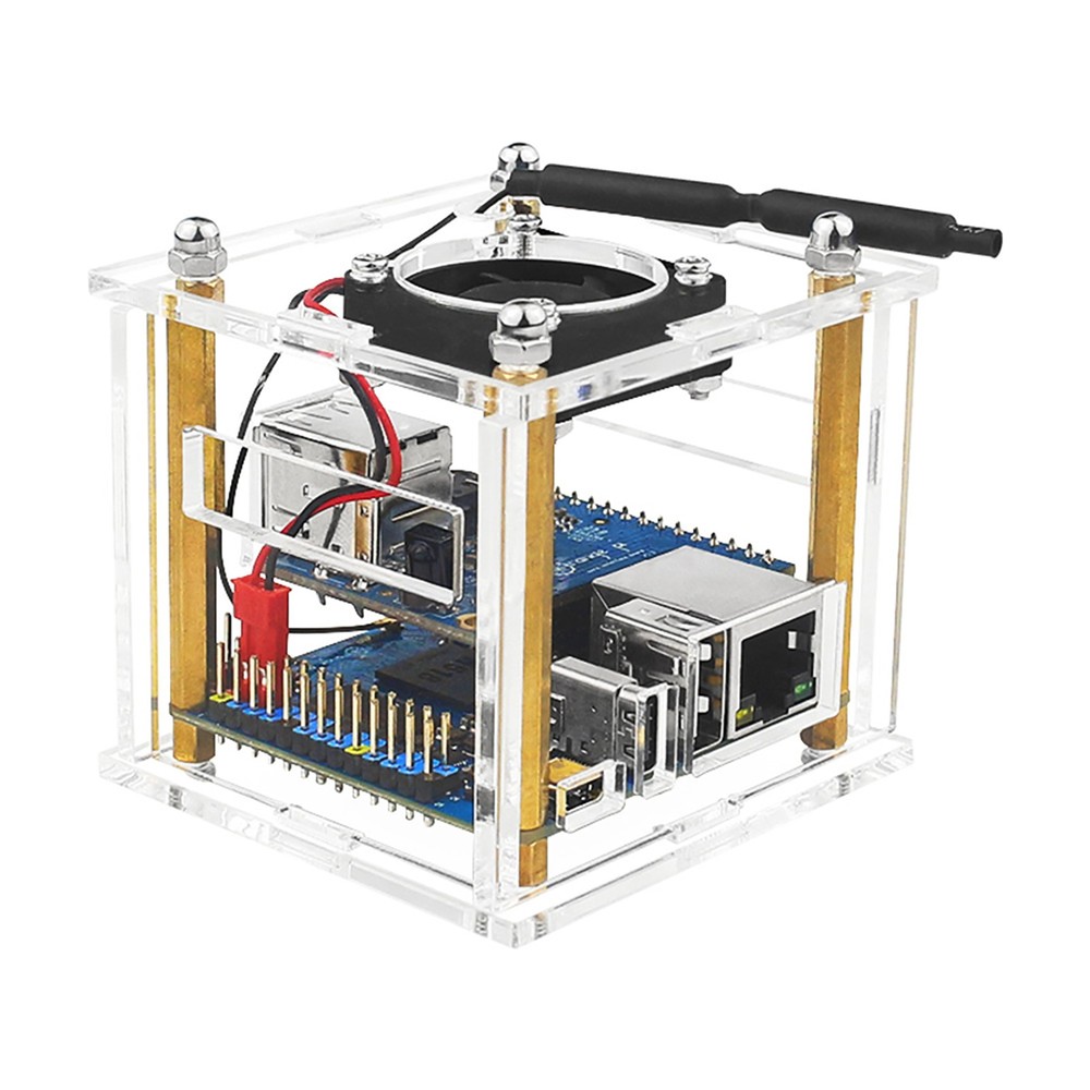 Acrylic Enclosure Clear Protective Shell Case Cooling Fan for Orange Pi Zero 3