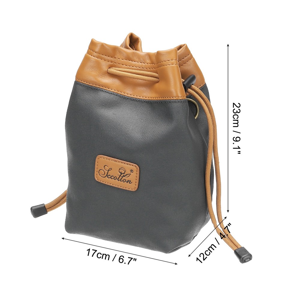 Soft Camera Bag, L Size Camera Drawstring Shoulder Bag with Hand Strap, Grey