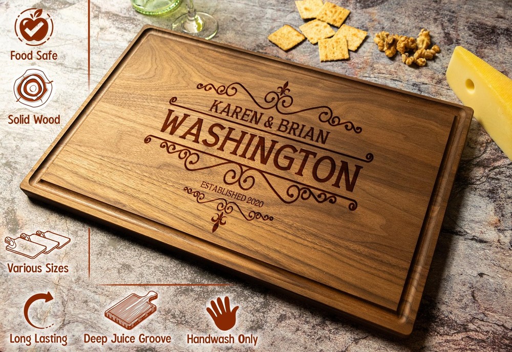 Custom Engraved Wood Cutting Boards, Customized Gift For Anniversaries, Couples,