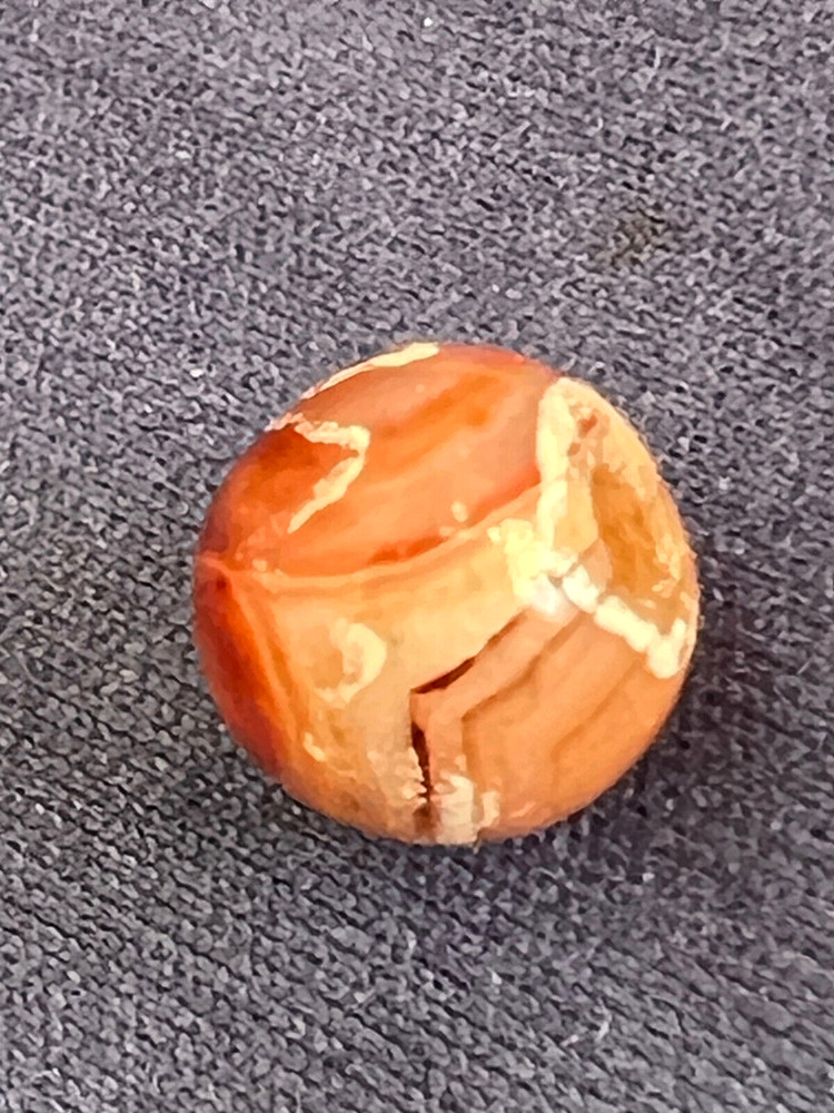 ANCIENT CARNELIAN ETCHED STONE TIBETAN BEAD - WAVE PATTERN - DZI - PYU (14)