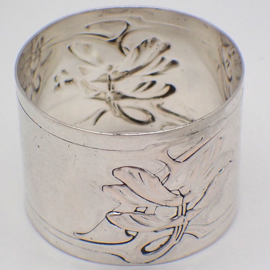 Jugendstil Napkin Ring German 800 Silver Wilhelm Binder