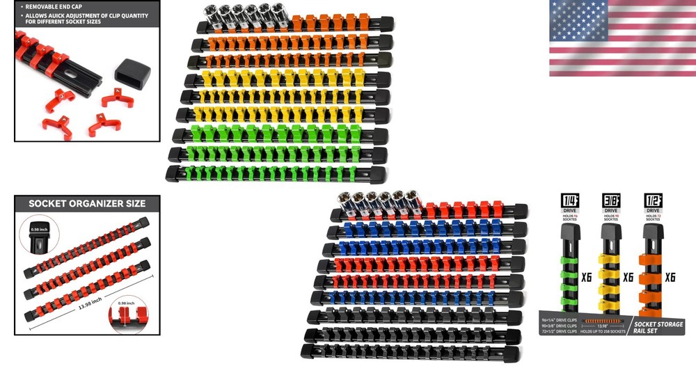 Customizable Socket Organizer with 258 Clips
