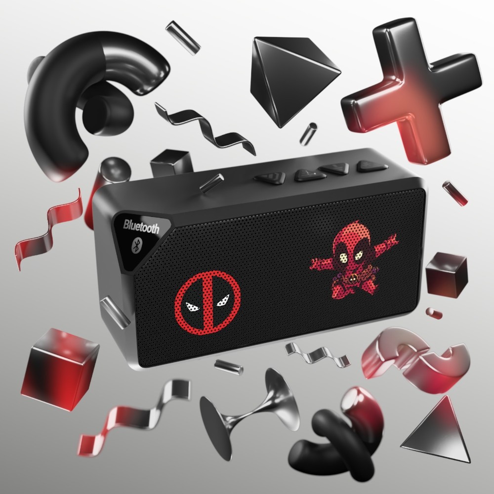 Deadpool Logo and Chibi Deadpool Bluetooth Speaker