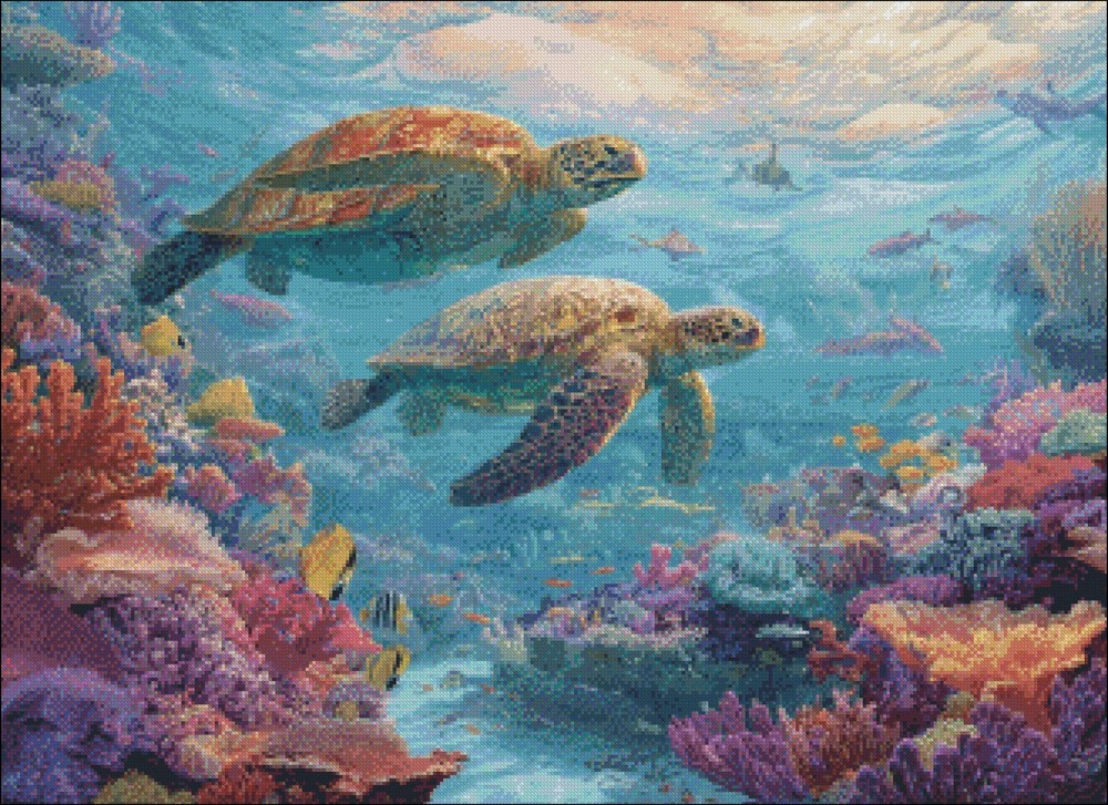 Underwater Fantasy DIY Chart Counted Cross Stitch Patterns Needlework DMC Color