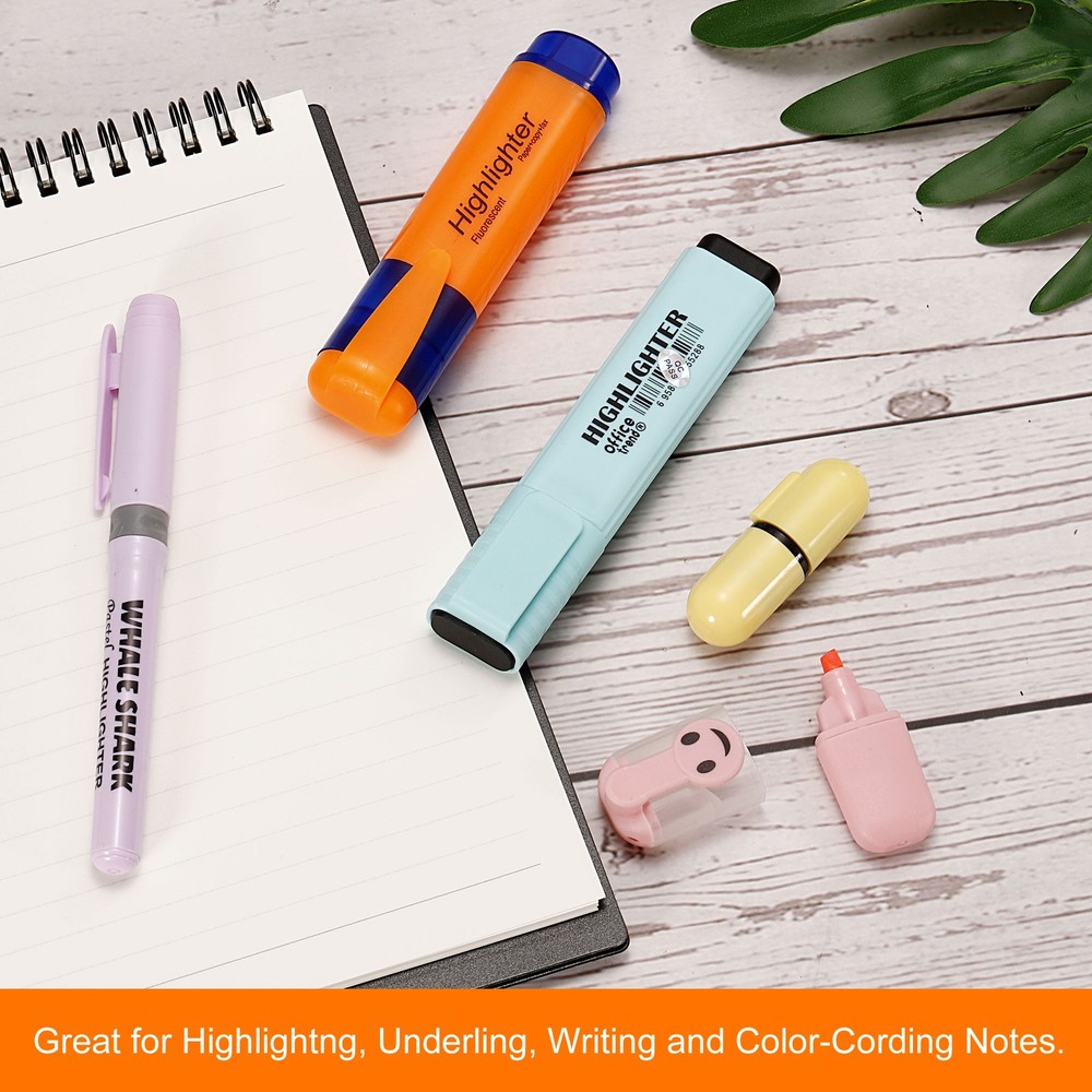 4Pcs Highlighter Pen Water Based Broad Tip Writing Marker Yellow