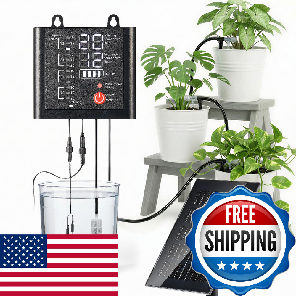 Solar Drip Irrigation System, USB Charging, 49FT, Automatic Plant Watering
