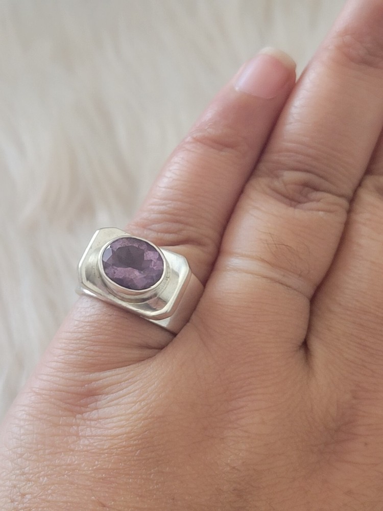 925 solid Sterling Silver & amethyst handmade ring size 6