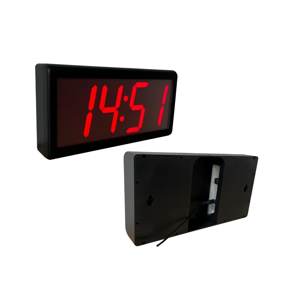 GlobalTime 4" x 4 Digit WiFi Clock, Network Synchronized, Plastic Casing