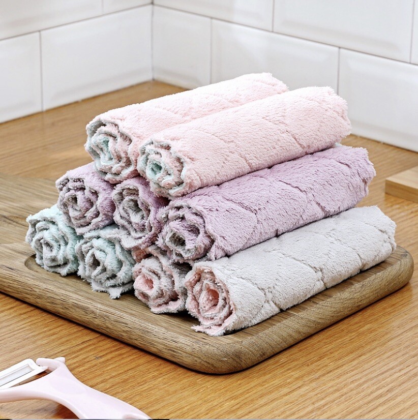 10Pcs Kitchen Towels Super Absorbent Microfiber Multicolors-Multipurpose