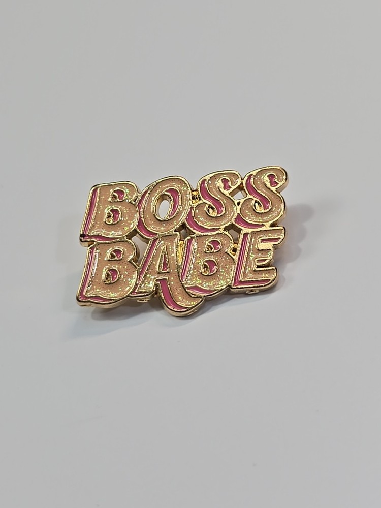 Boss Babe Pink Sparkly Letters Lapel Pin