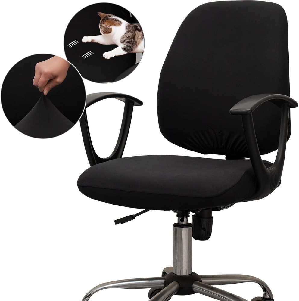 Melaluxe Computer Office Chair Seat Cover + Backrest Cover, Black