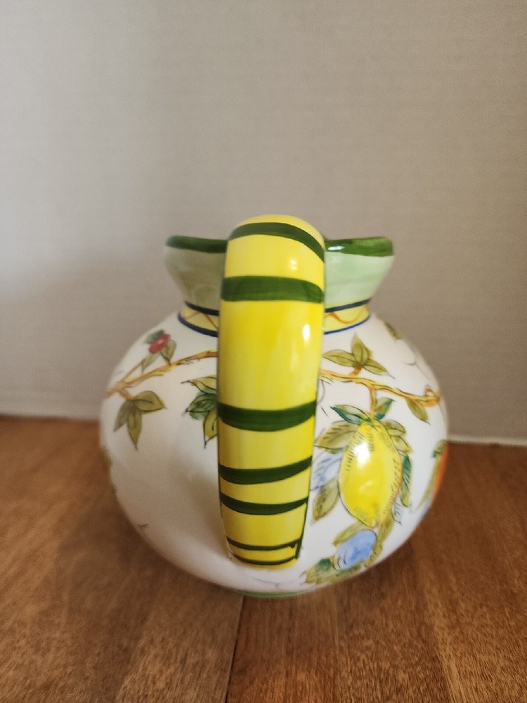 Hand Painted Ball Pitcher with Fruit Pattern
