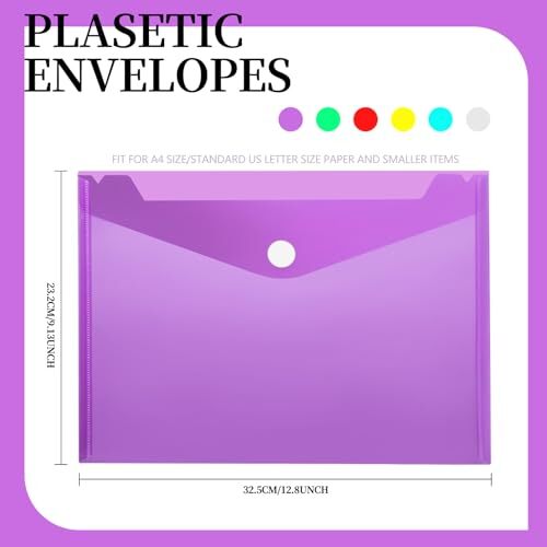 Plastic Envelopes, 8 Pack Plastic Folders for Documents, A4 Plastic File