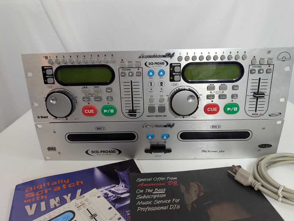 American DJ Audio DCD-PRO400 Dual CD Player & Controller Panel w/Cables