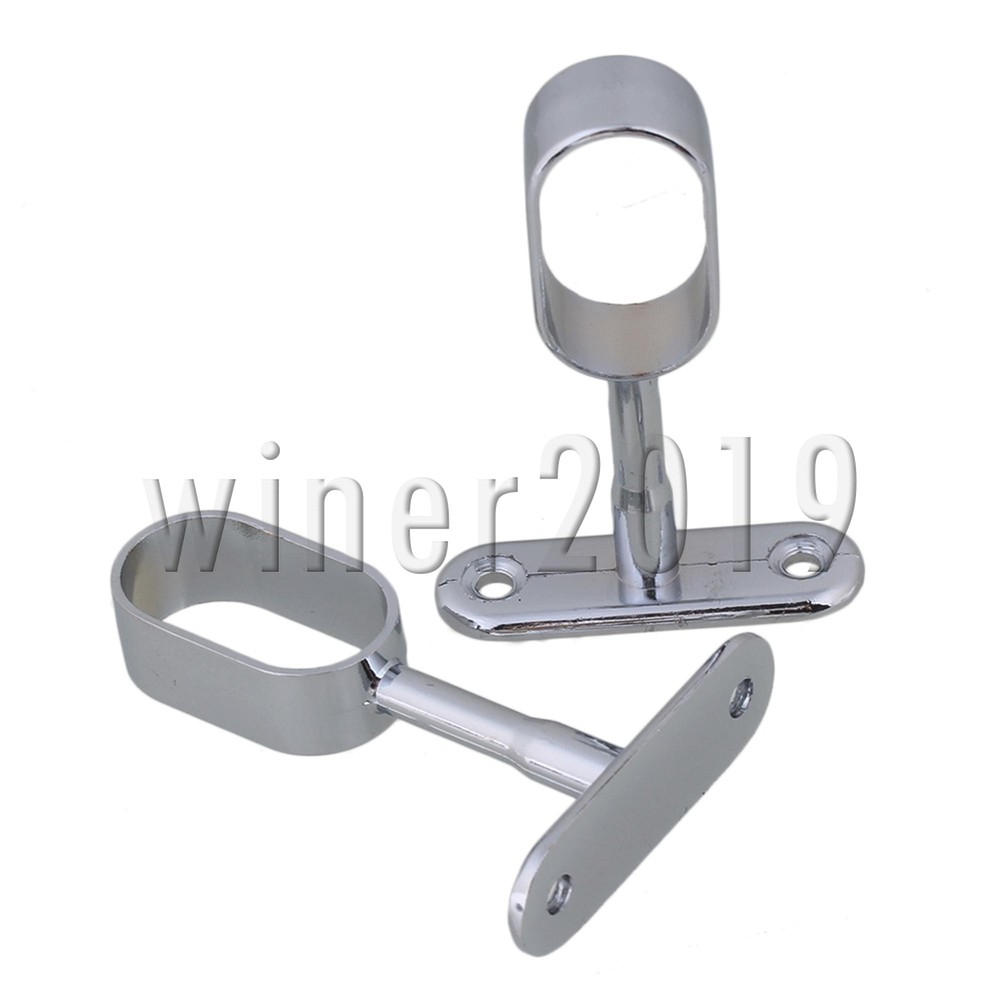 2pcs 16mm Polished Chrome Oval Open Type Closet Rod Middle Flange Support