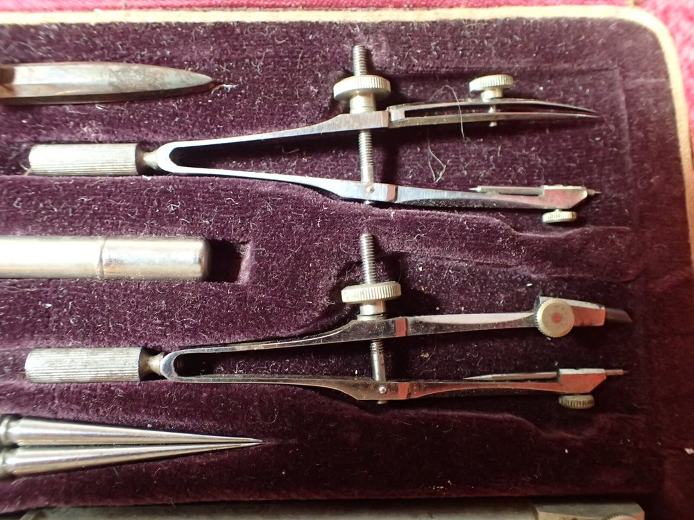Vintage J. M. Schmid & Son Complete Drafting Set Technical Drawing Set