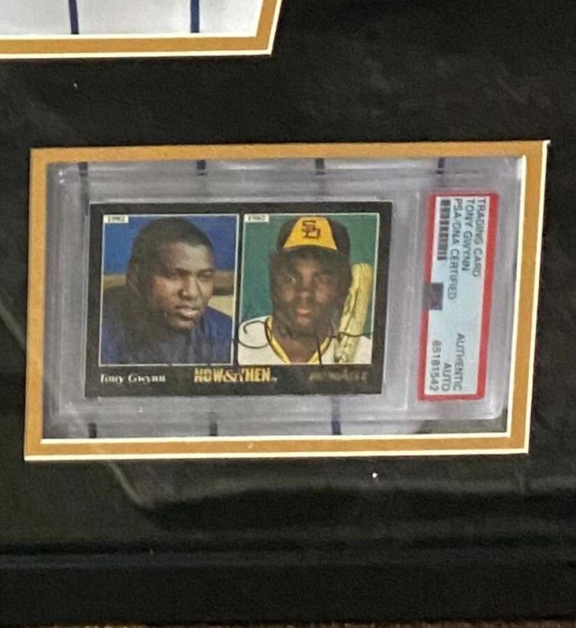 Tony Gwynn Padres Custom Framed Display w/ Multiple Signatures (4) Includes COA