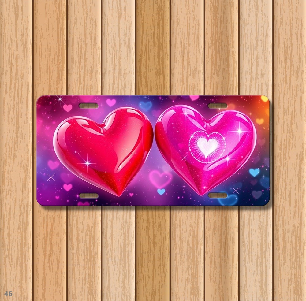Unique Hearts License Plate Optional Text Decorative Plate Anniversary Gift